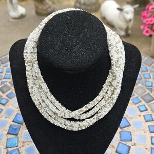 White Gray Seed Bead Necklace